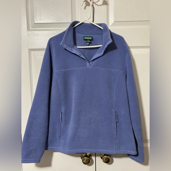 LL BEAN PERIWINKLE PURPLE QUARTER SNAP FLEECE PULLOVER JACKET COAT VINTAGE Sz XL - Picture 1 of 4